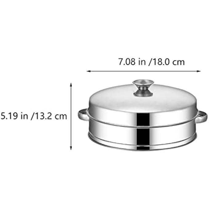جهاز طهي بالبخار مع غطاء من الفولاذ المقاوم للصدأ لطهي الخضروات والزلابية والديم سوم والدجاج والأسماك والخضروات 18 سم - Image 3