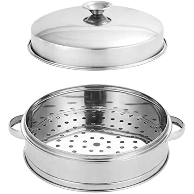 جهاز طهي بالبخار مع غطاء من الفولاذ المقاوم للصدأ لطهي الخضروات والزلابية والديم سوم والدجاج والأسماك والخضروات 18 سم - Image 1
