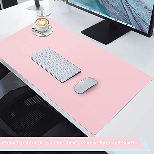 Leeonz Desk Pad, Large Mouse Pad, Office Desk Mat, PU Leather Desk Blotter, Laptop Desk Mat, Waterproof Desk Writing Pad for Office and Home, Single-Sided (Pink, 80 x 40 CM) - Image 2