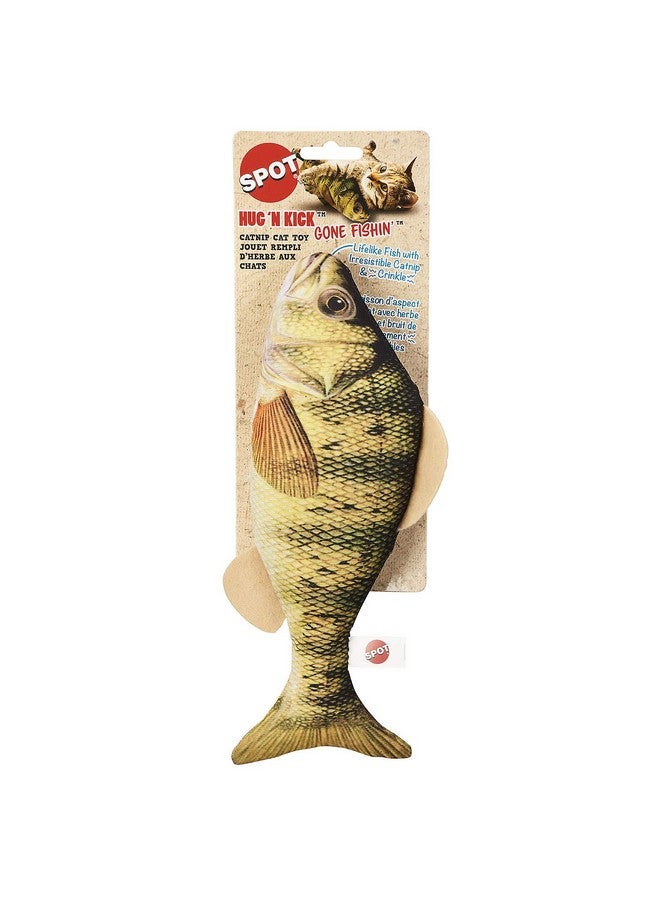سبوت لعبة قطط كبيرة من SPOT Fanatic Fish Hug N' Kick مع عشبة النعناع البري وصوت خشخشة، لعبة سمكة واقعية المظهر للقطط للاحتضان والمطاردة والعناق والركل والضرب - لعبة قطيفة 11 بوصة، قطعة واحدة - Image 1