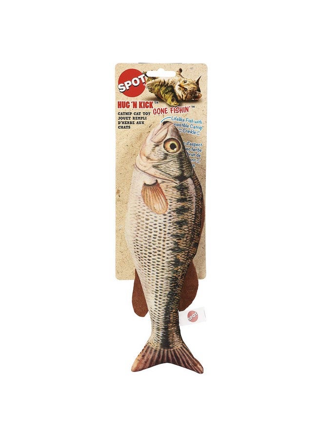 سبوت لعبة قطط كبيرة من SPOT Fanatic Fish Hug N' Kick مع عشبة النعناع البري وصوت خشخشة، لعبة سمكة واقعية المظهر للقطط للاحتضان والمطاردة والعناق والركل والضرب - لعبة قطيفة 11 بوصة، قطعة واحدة - Image 2