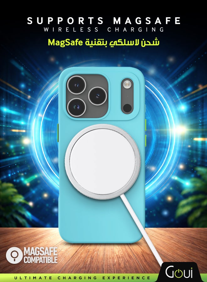 Goui iPhone 17 Pro Max Case | Full-Coverage | MagSafe | Wireless Friendly | Colorful | Soft Touch | Magnetic Design for Mount Cyan Blue - Image 3
