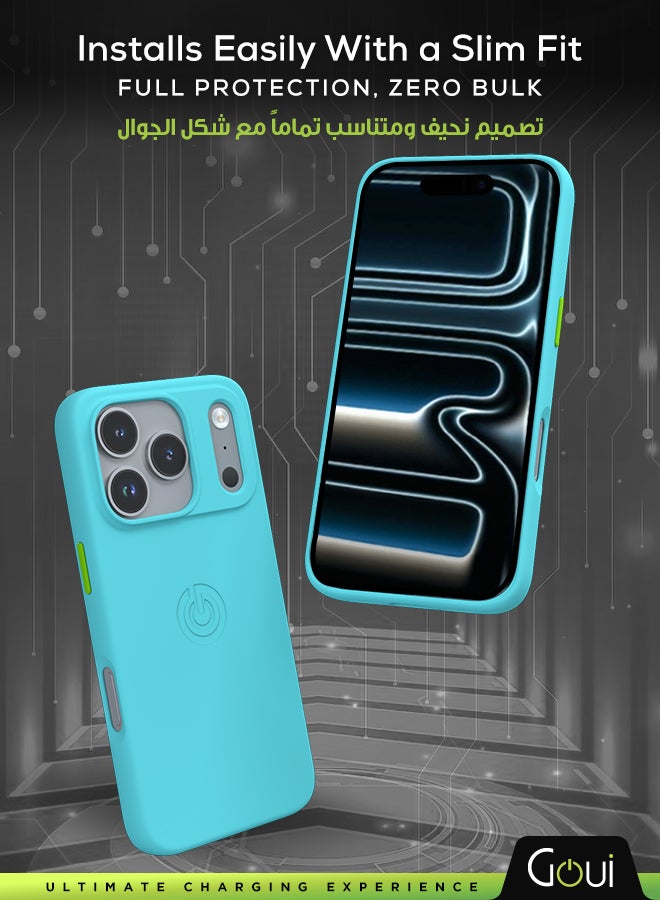 Goui iPhone 17 Pro Max Case | Full-Coverage | MagSafe | Wireless Friendly | Colorful | Soft Touch | Magnetic Design for Mount Cyan Blue - Image 2