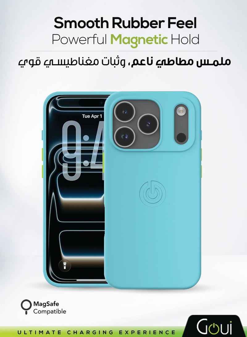 Goui iPhone 17 Pro Max Case | Full-Coverage | MagSafe | Wireless Friendly | Colorful | Soft Touch | Magnetic Design for Mount Cyan Blue - Image 1