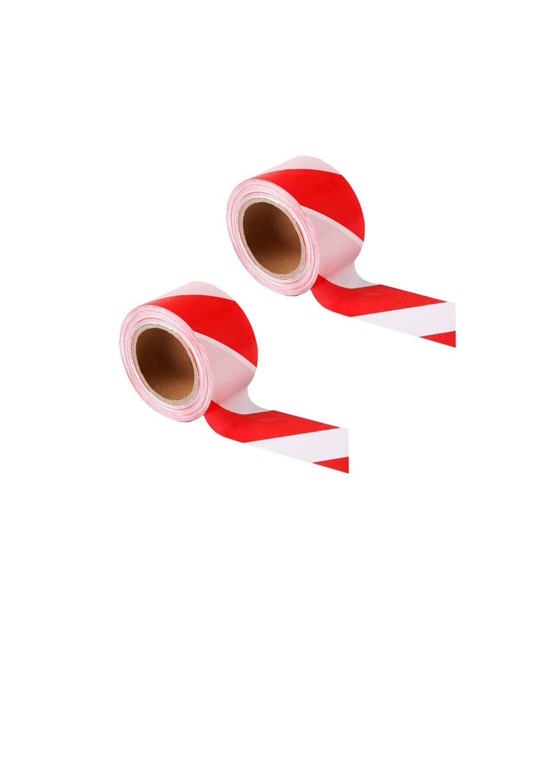 3”x45 Meter Red and White Barricade Caution Hazard Warning Safety Stripe Tape Non-Adhesive for Danger/Hazardous Areas. (Pack of 2)  - Image 1
