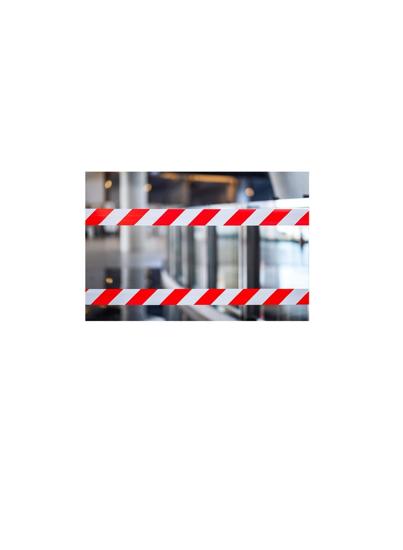 3”x45 Meter Red and White Barricade Caution Hazard Warning Safety Stripe Tape Non-Adhesive for Danger/Hazardous Areas. (Pack of 2)  - Image 2