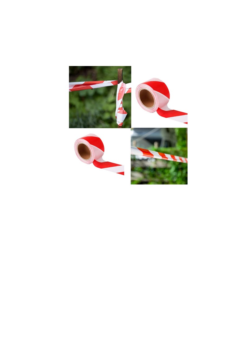 3”x45 Meter Red and White Barricade Caution Hazard Warning Safety Stripe Tape Non-Adhesive for Danger/Hazardous Areas. (Pack of 2)  - Image 3