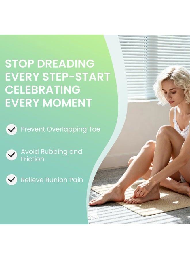 Welnove Bunion Toe Separators for Overlapping Toes - 8 Pcs Toe Spacers & Bunion Corrector for Women Men, Gel Straightener with 2 Loops, Relieves Foot Pain from Big Toe Misalignment - Image 2
