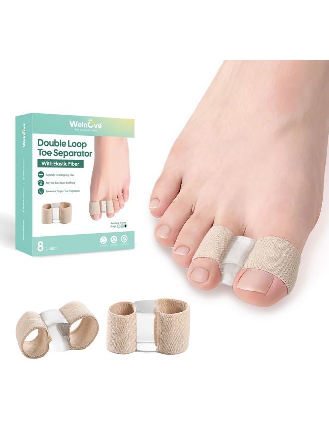 Welnove Bunion Toe Separators for Overlapping Toes - 8 Pcs Toe Spacers & Bunion Corrector for Women Men, Gel Straightener with 2 Loops, Relieves Foot Pain from Big Toe Misalignment - Image 1