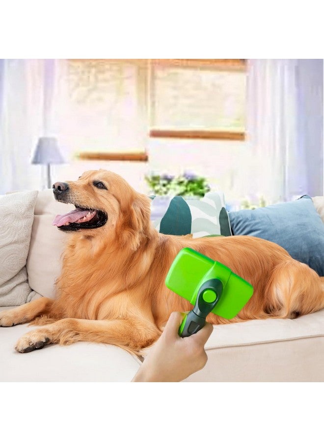 فرشاة تنظيف ذاتية التنظيف للحيوانات الأليفة، فرشاة للكلاب للعناية بها، أداة تدليك مناسبة للكلاب أو القطط، فرشاة للكلاب أو القطط. (أخضر) - Image 2