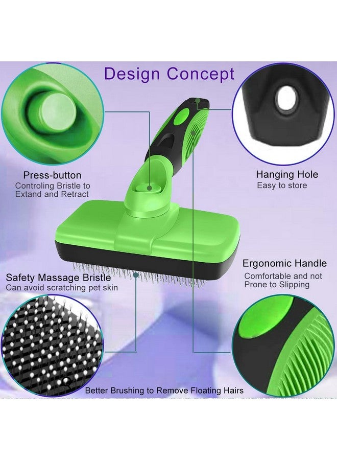 فرشاة تنظيف ذاتية التنظيف للحيوانات الأليفة، فرشاة للكلاب للعناية بها، أداة تدليك مناسبة للكلاب أو القطط، فرشاة للكلاب أو القطط. (أخضر) - Image 4
