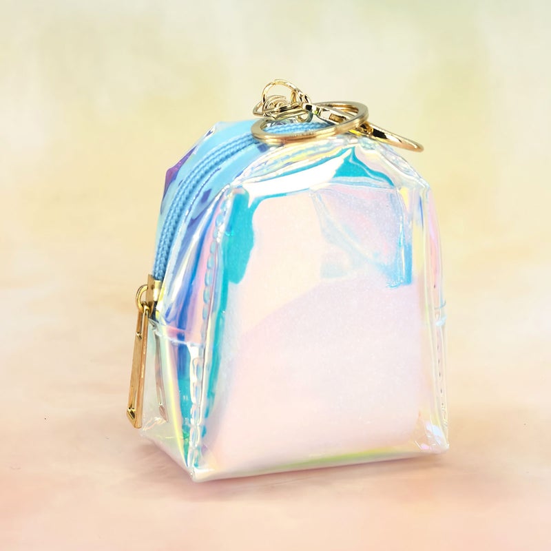 estella New Laser Rainbow Bow Keychain Purse with Mini Backpack, Cute Storage Bag for Girls - Image 1