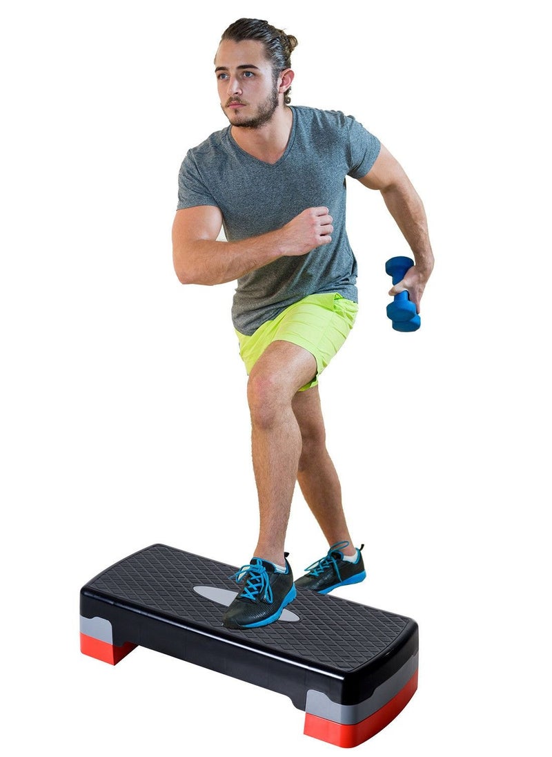 H PRO Adjustable Workout Aerobic Stepper Black/Red  - Image 3