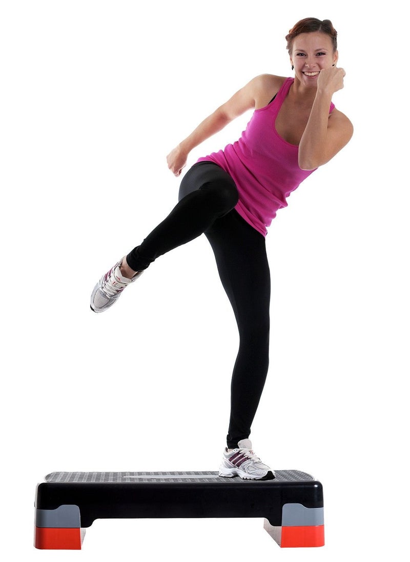 H PRO Adjustable Workout Aerobic Stepper Black/Red  - Image 4