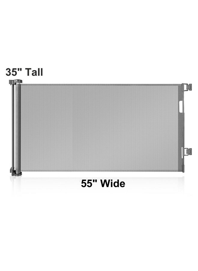 BETERTEK 55 Inch Retractable Baby Gates For Dogs Indoor Retractable Dog Gates For The House Retractable Gate For Kids Outdoor Dog Gate For Decks Pet Gate For Stair Deck Gate Child Gate For Doorways (Grey)  - Image 3