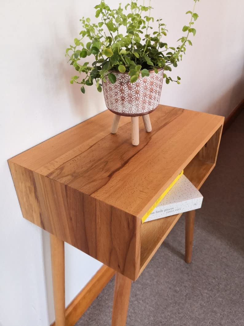 IThree Solid sheesham Wood Bedside Solid Wood Floating nightstand Shelf mid Century Bedside Table mid Century Modern End Table nightstand for Bedroom - Image 5