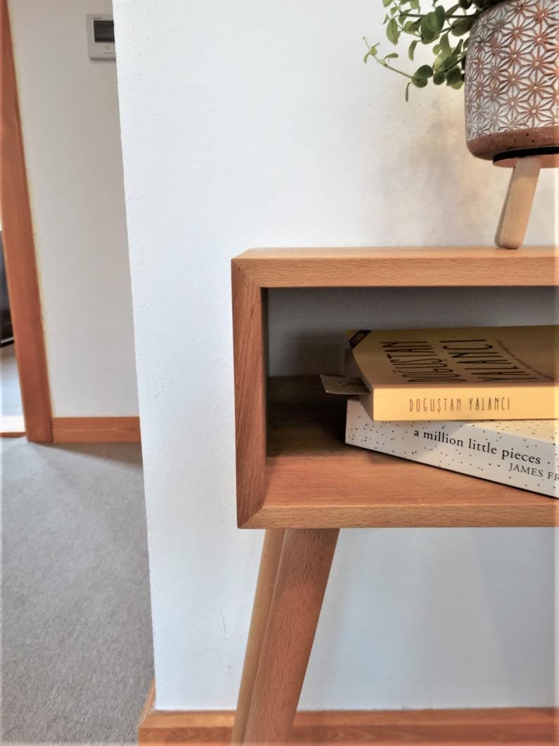 IThree Solid sheesham Wood Bedside Solid Wood Floating nightstand Shelf mid Century Bedside Table mid Century Modern End Table nightstand for Bedroom - Image 4