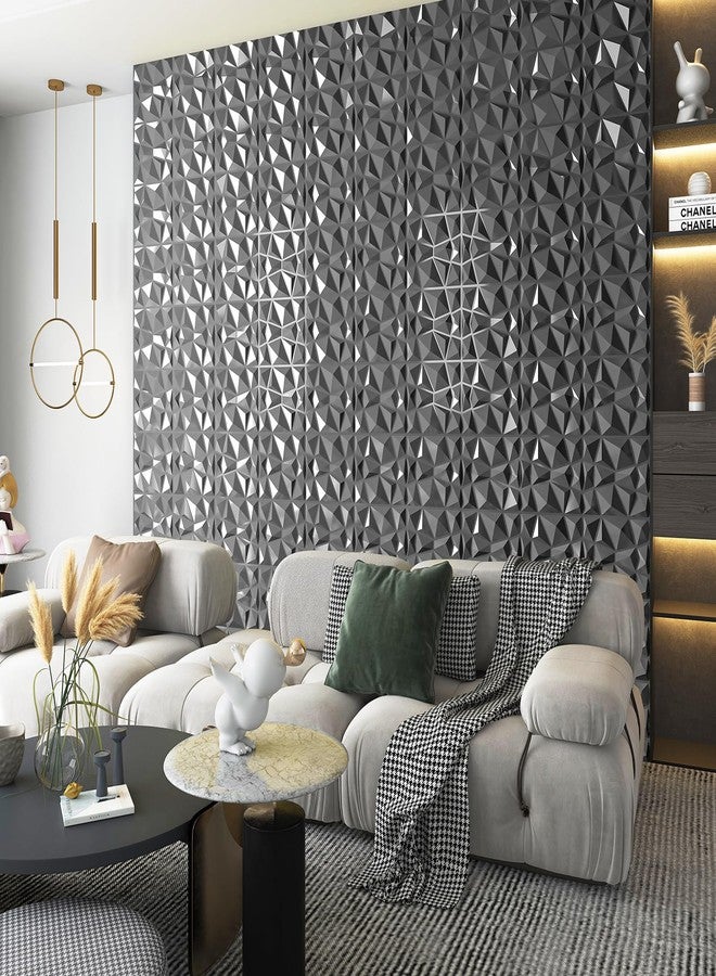 Art3d 3D Diamond Design Paneling for Interior Decor, Living Room, TV Wall Background, Bedroom, Gaming Setup, 11.8" x 11.8", Silver, 33 Pack - Image 2