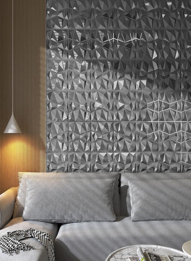 Art3d 3D Diamond Design Paneling for Interior Decor, Living Room, TV Wall Background, Bedroom, Gaming Setup, 11.8" x 11.8", Silver, 33 Pack - Image 3