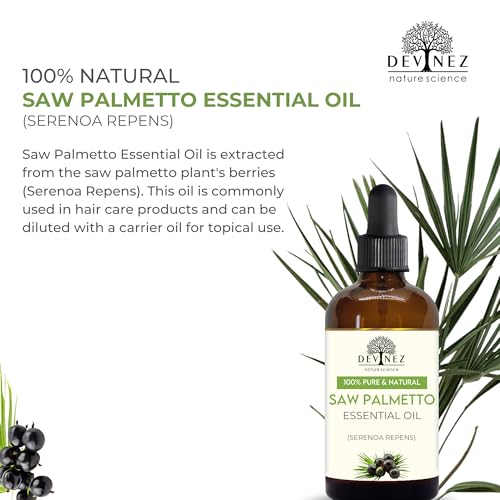 Devinez Saw Palmetto Oil for Hair Growth - 10ml | Serenoa Repens | Natural Hair Growth | 100% Pure & Natural | For Diffusers, Haircare, Skincare | Therapeutic Grade Oils in Amber Glass Bottle - Image 2