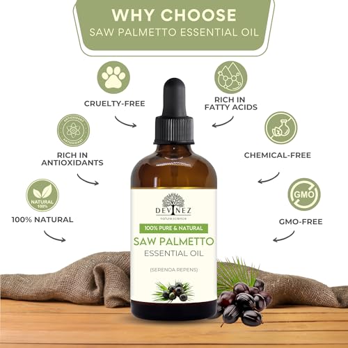 Devinez Saw Palmetto Oil for Hair Growth - 10ml | Serenoa Repens | Natural Hair Growth | 100% Pure & Natural | For Diffusers, Haircare, Skincare | Therapeutic Grade Oils in Amber Glass Bottle - Image 4