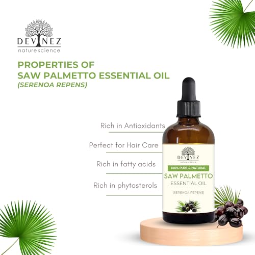 Devinez Saw Palmetto Oil for Hair Growth - 10ml | Serenoa Repens | Natural Hair Growth | 100% Pure & Natural | For Diffusers, Haircare, Skincare | Therapeutic Grade Oils in Amber Glass Bottle - Image 3