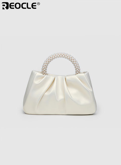 حقيبة كروس بادي للسيدات مزينة باللؤلؤ و مصنوعة من جلد صناعي ناعم، حقيبة مسائية متعددة الاستخدامات بتصميم أنيق لمناسبات حفلات الزفاف