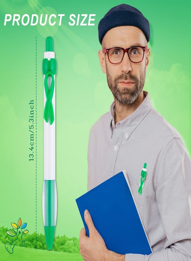 Yexiya 200 Pcs Mental Health Suicide Prevention Awareness Retractable Pen Green Ribbon Liver Cancer Kidney Disease Awareness Ink Ballpoint Bulk Individual Packed Charity Volunteer Activity Supply - Image 4
