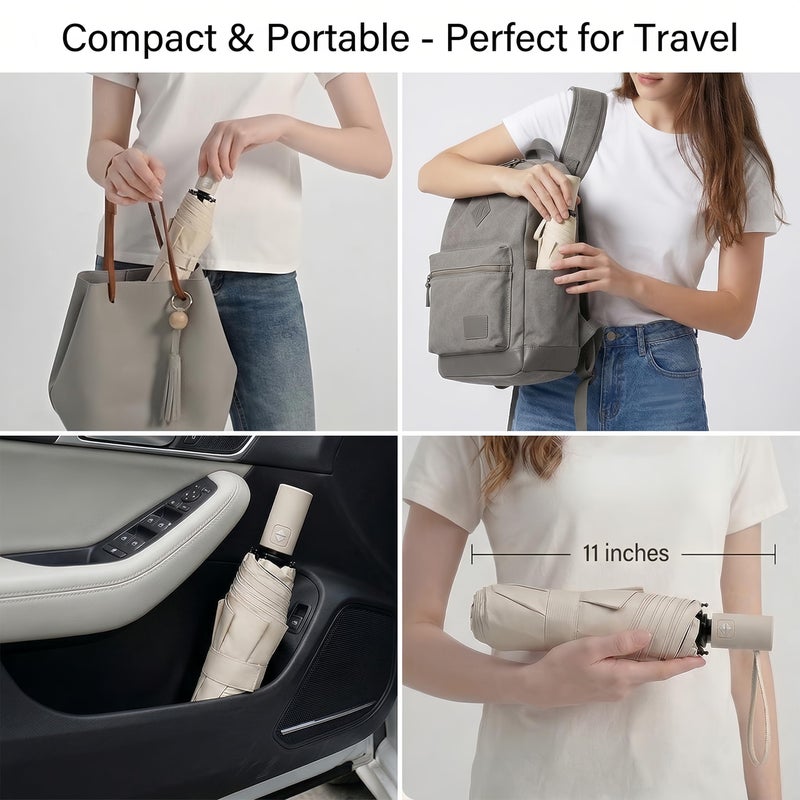 BAODINI Small UV Protection Travel Umbrella Compact for Rain and Sun UPF 50+ Windproof Portable 42 inch Umbrella for Women and Men - Image 3