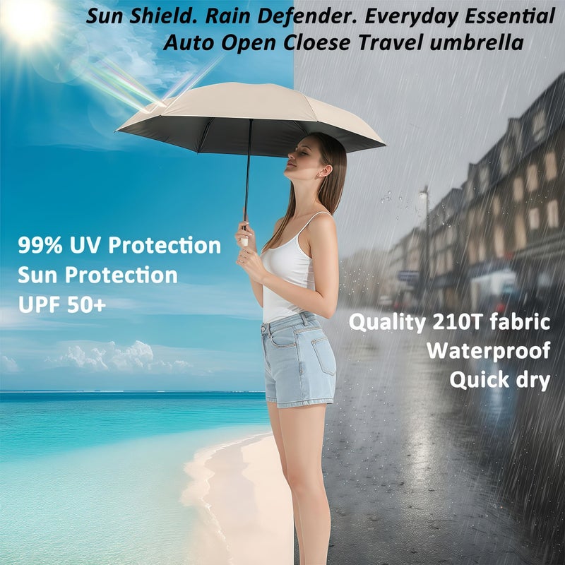 BAODINI Small UV Protection Travel Umbrella Compact for Rain and Sun UPF 50+ Windproof Portable 42 inch Umbrella for Women and Men - Image 2