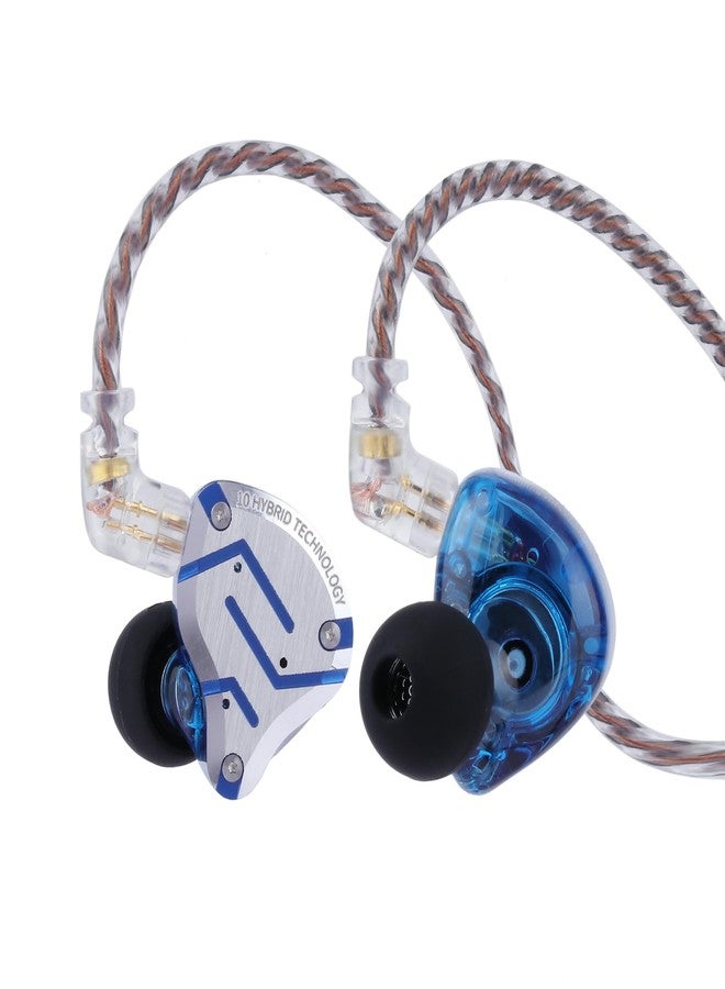 Linsoul KZ ZS10 Pro, 4BA+1DD 5 Driver in Ear Monitor, HiFi Wired Earbuds, Gaming Earbuds, Hybrid IEM Earphones with Stainless Steel Faceplate, Recessed 2Pin Cable (Without Mic, Glare Blue) - Image 1