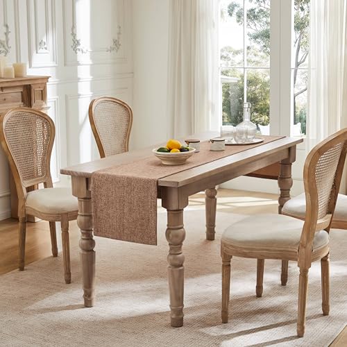 ZeeMart Burlap Style Farmhouse Table Runners 72 Inches Long, Brown Rustic Woven Coffee Table Runner for Everyday Use, 14x72 Inches, Brown - Image 3