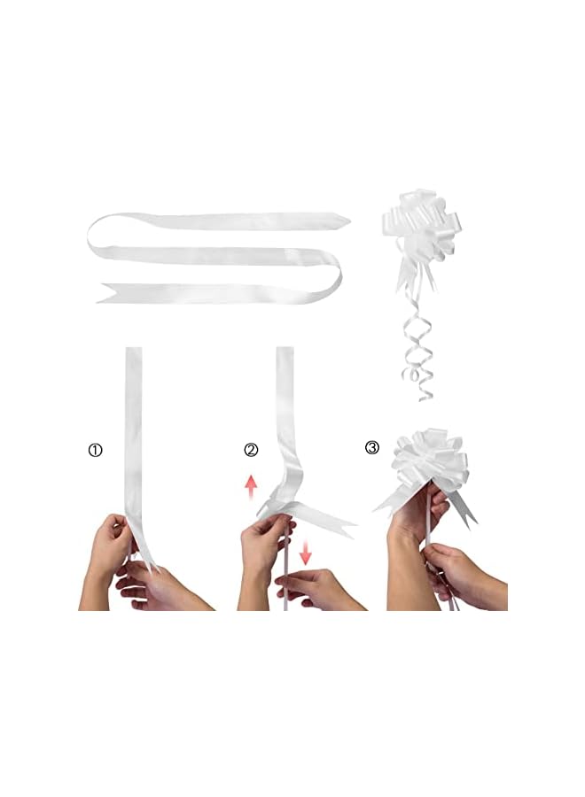 The Bros Pull Bow, 30PCS Gift Wrap Pull Bow Ribbon, White Ribbon Pull Bow, White Gift Bow Gift, Bow Pull Ribbon for Gift Wrap, Bouquet, Gift Basket, Birthday, Wedding, Valentine's Day Gift Decoration - Image 2