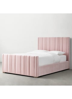 A to Z Furniture Teagan Upholstered Velvet Bed with Footboard 100x200cm Single size Bed in Pink Color 