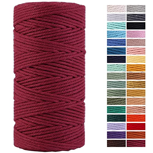 ZXCDINO Wine Red Macrame Cord 3mm x 109Yards, Colored Cotton Rope Colorful Cotton Craft Cord Twine for Wall Hanging Plant Hanger Crafts Knitting Decorative Projects - Image 1