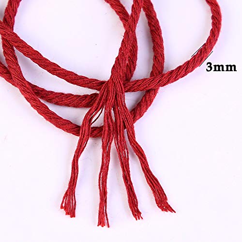 ZXCDINO Wine Red Macrame Cord 3mm x 109Yards, Colored Cotton Rope Colorful Cotton Craft Cord Twine for Wall Hanging Plant Hanger Crafts Knitting Decorative Projects - Image 3