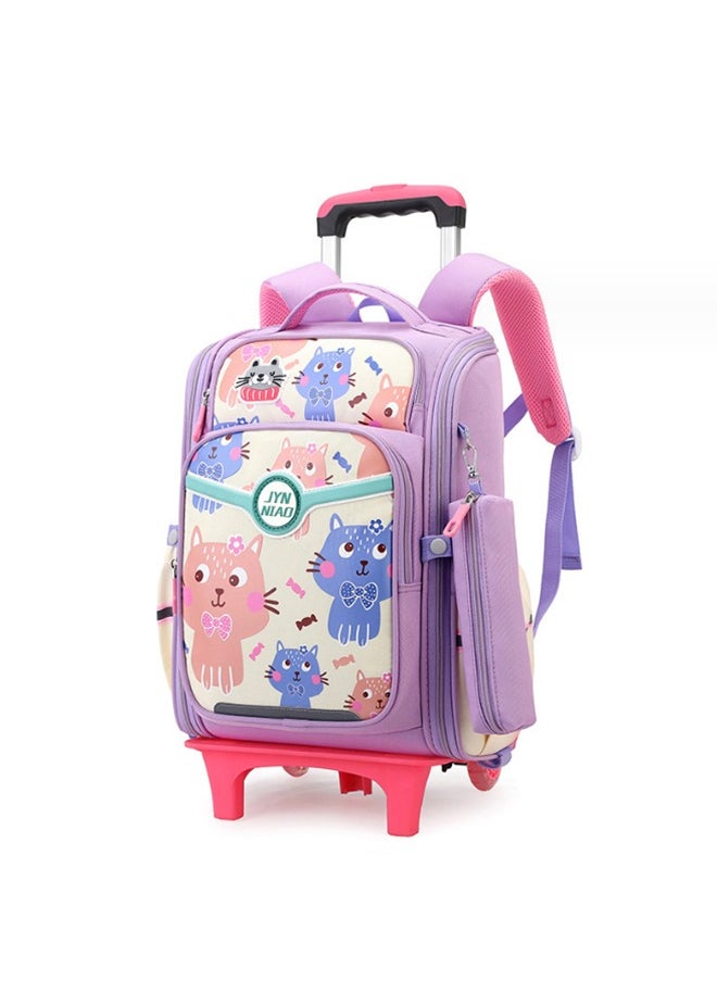 Generic - Rolling Backpack for Kids Solid Color Trolley Bookbags Elementary School Students Schoolbag - Image 1