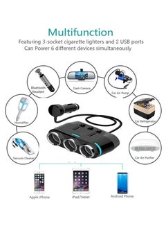 Generic Cigarette Lighter Adapter 3 Socket with LED Voltage Display Dual USB Car Charger On/Off Switches 12V Car Splitter Adapter Dashcam Replaceable fuse  - Image 2