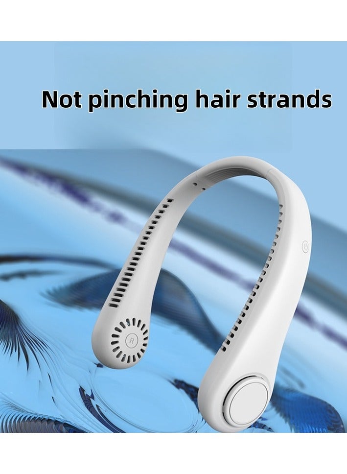 Heyla Neck fan, 1200mAh foldable bladeless fan, rechargeable hands-free neck fan with 3 speeds, suitable for travel, outdoor, home, office, school, camping-white - Image 5