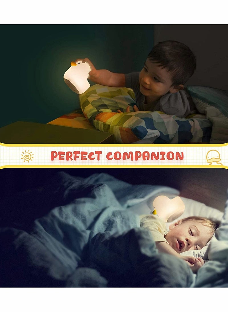 XiuWoo Cute LED Silicone Duck Night Light for Kids, Rechargeable Lamp with Touch Sensor - Image 5