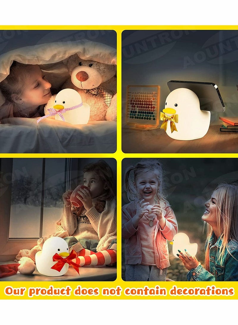XiuWoo Cute LED Silicone Duck Night Light for Kids, Rechargeable Lamp with Touch Sensor - Image 4