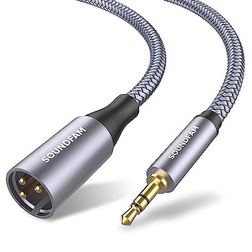 SOUNDFAM XLR to 3.5mm Cable 6ft/2M Microphone Cable Unbalanced 1/8 inch to XLR Male Microphone Cord for Camcorders, DSLR Cameras, Computer Recording Device-Grey - Image 1
