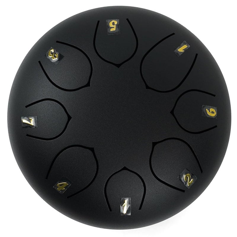 Regis 8 Notes 6 Inch Black Alloy Steel Tongue Drum – Handpan Percussion Drum for Kids & Adults, Meditation, Yoga, Music Therapy – Includes Mallets, Finger Picks & Travel Bag – Black - Image 2
