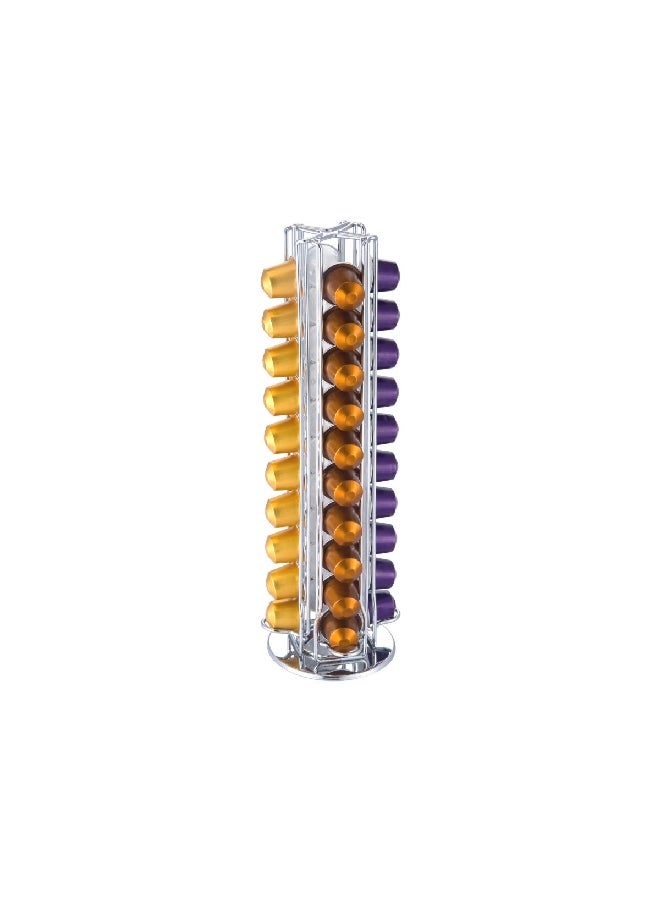 Bien Servi 40-Nespresso Capsule Holding Capacity Stainless Steel Rotating Holder Silver 36.58 x 11.68 x 11.68 cm CH-0148A - Image 1