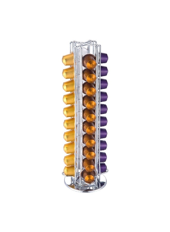 Bien Servi 40-Nespresso Capsule Holding Capacity Stainless Steel Rotating Holder Silver 36.58 x 11.68 x 11.68 cm CH-0148A - Image 2