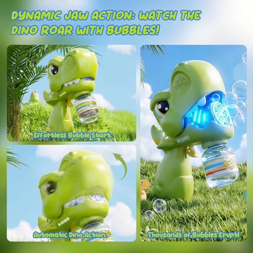 JOI MEW Bubble Gun 2 Pack for Kids Dino Shark Bubble Machine Toys High Output Automatic Bubble Blaster with LED Lights 10 Refills Rechargeable Easter Birthday Outdoor Party Gifts for Ages 38 - Image 5