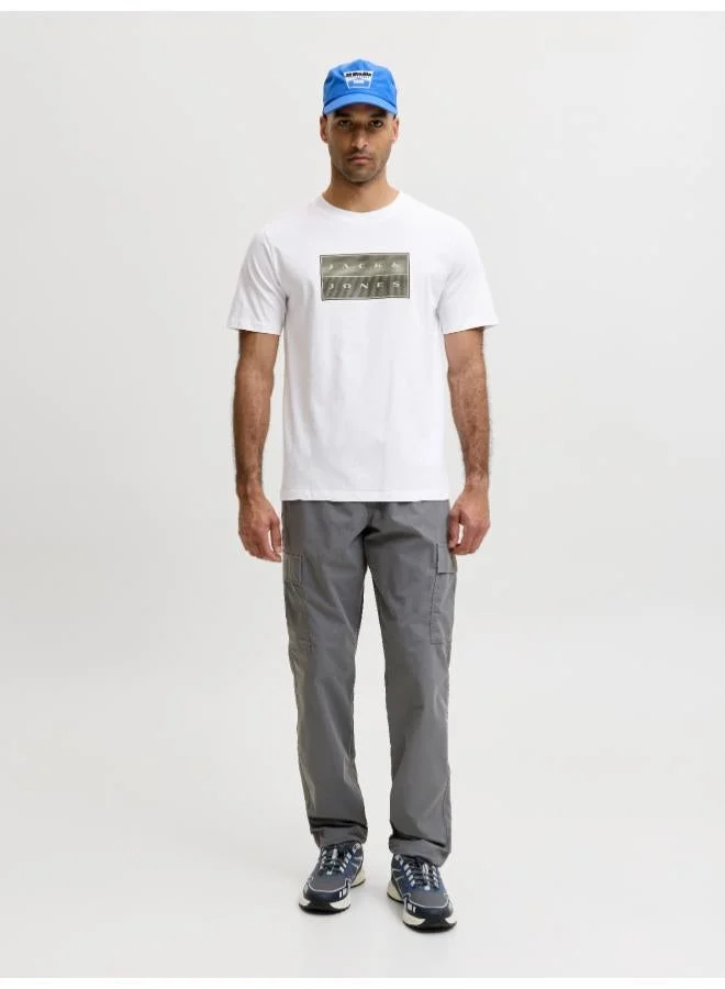 JACK & JONES Bright White Printed Crew Neck T-Shirt for Men | Best Price UAE
