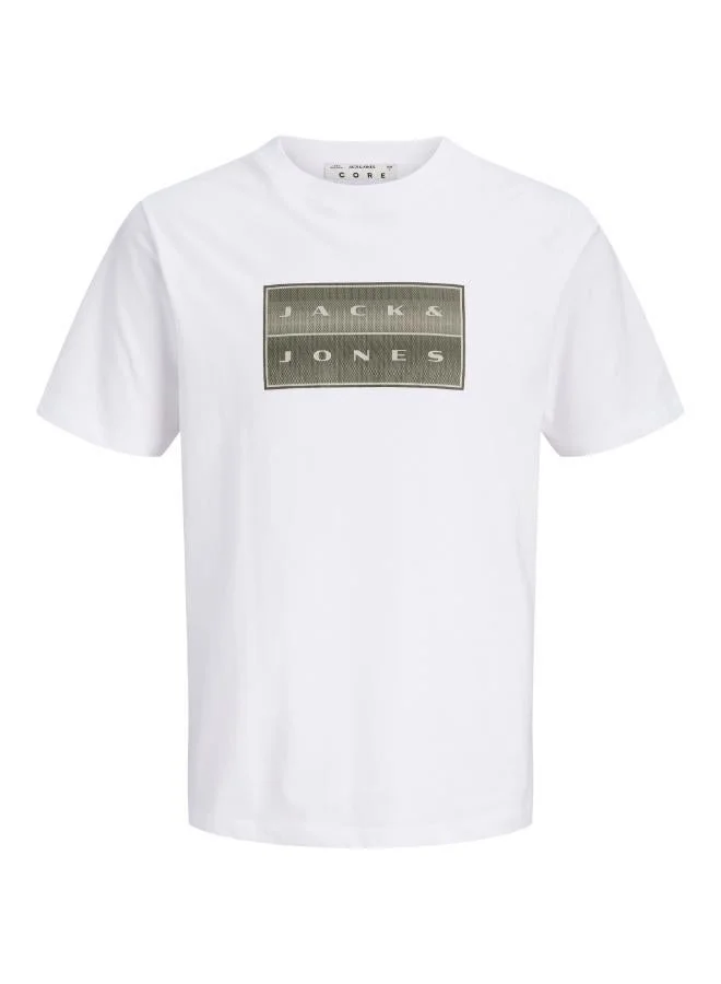 JACK & JONES Bright White Printed Crew Neck T-Shirt for Men | Best Price UAE