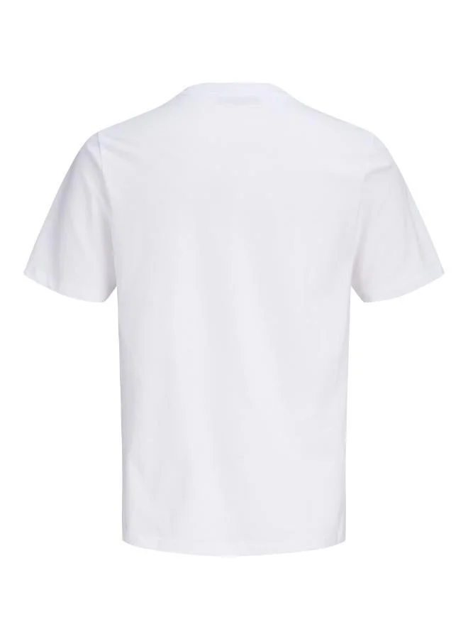 JACK & JONES Bright White Printed Crew Neck T-Shirt for Men | Best Price UAE