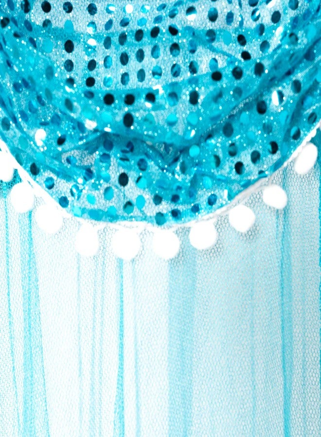 OctoRose Princess Round Hoop Bed Canopy Net with Sequins Valance Hanging Drapes Mosquito Netting Fits Bed 60x250x1200CM (sequinscanopy-tealblue) - Image 5